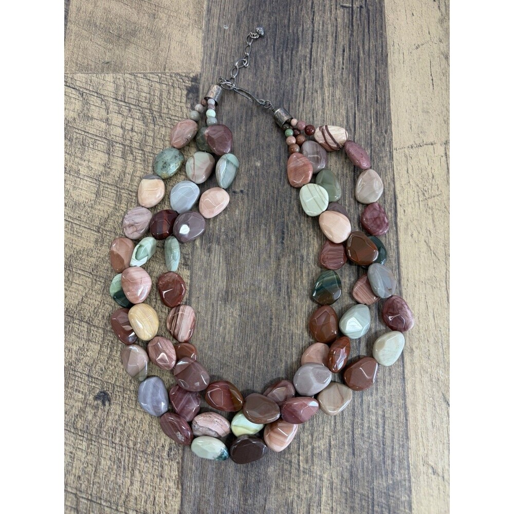 Mine Finds DTR Jay King Desert Rose Trading Peach, Brown, Green Jasper Necklace
